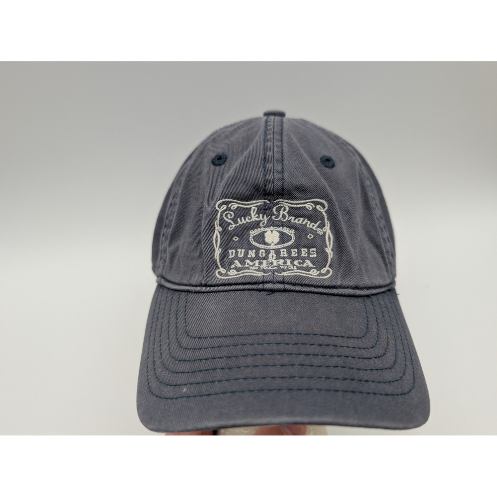 Lucky Brand Dungarees America Navy Blue Cotton Adjustable Baseball Cap Hat